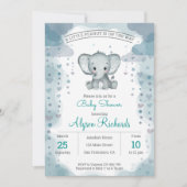 Gray Elephant Waterverf Baby shower Kaart (Voorkant)