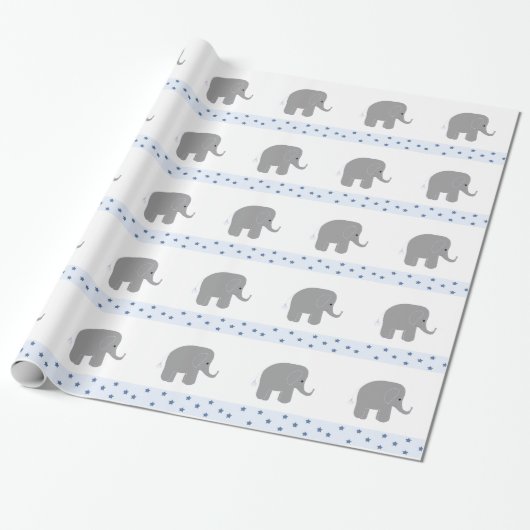 Gray Elephants met een rand van sterren Cadeaupapier (Uitgerold)