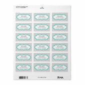 Gray en Aqua Asian Geometric Circles Pattern Etiket (Full Sheet)