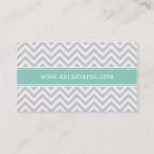 Gray en Aqua Chevron Aangepast monogram Visitekaartje (Achterkant)