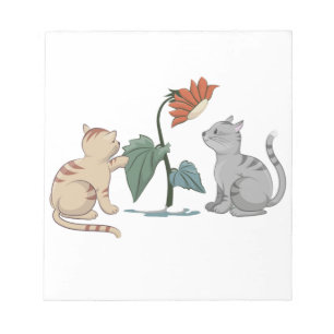 GRAY EN BEIGE CUTE KITTENT SPELEN MET ZONLOWER NOTITIEBLOK