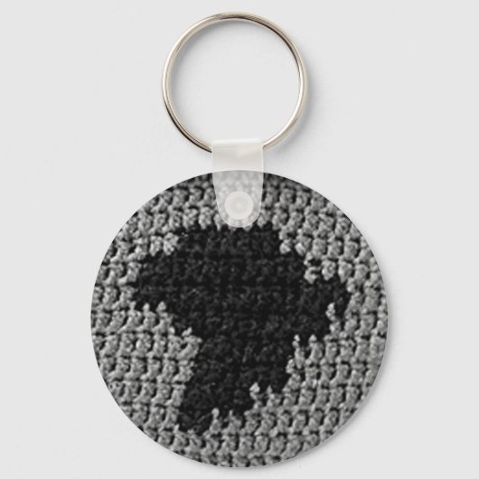 Gray en Black Africa Map Unieke haakdruk op Sleutelhanger (Voorkant)