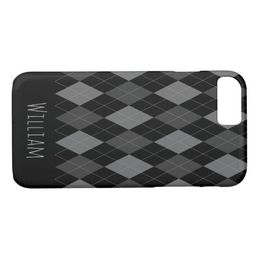 Gray en Black Argyle Pattern iPhone 7/8 Hoesje (Achterkant (Horizontaal))