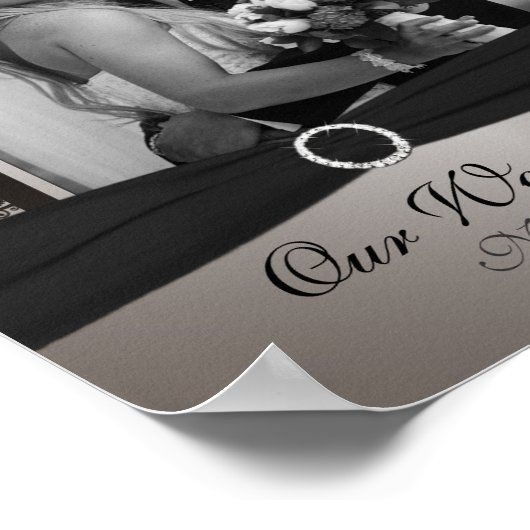 Gray en Black Damask Photo Lijst Invoegen Poster (Hoek)