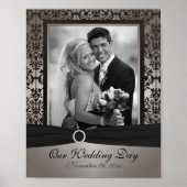 Gray en Black Damask Photo Lijst Invoegen Poster (Voorkant)
