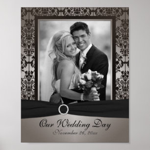 Gray en Black Damask Photo Lijst Invoegen Poster