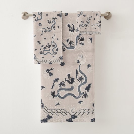 Gray en Black Deco Dragon Art Bad Handdoek (Insitu)