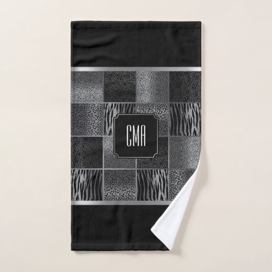 Gray en Black Wild Animal Pattern met Monogram Bad Handdoek (Handdoek)