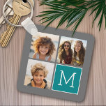 Gray en Blauwgroen Instagram Photo Collage Monogra Sleutelhanger<br><div class="desc">Gebruik 3 vierkante foto's om een uniek en persoonlijk cadeau te creëer. Of je kunt de hipster puppy houden en een trendy keepslag maken. Als u de afbeeldingen moet aanpassen,  klik op het aanpassingshulpmiddel om veranderingen aan te brengen.</div>
