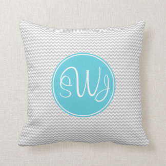 Gray en Blue Chevron Kussen