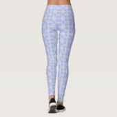 Gray en Blue Flower Pattern Leggings (Achterkant)