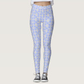 Gray en Blue Flower Pattern Leggings (Voorkant)