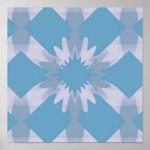 Gray en Blue Mid Century Modern Floral Poster