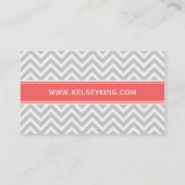 Gray en Coral Chevron Aangepast monogram Visitekaartje (Achterkant)