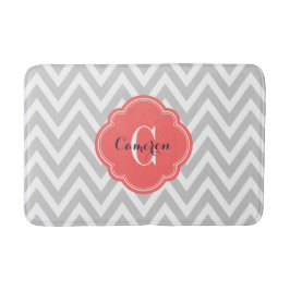 Gray en Coral Chevron Monogram Badmat