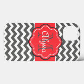 Gray en Coral Chevron Monogram Hoesje (Achterkant (horizontaal))