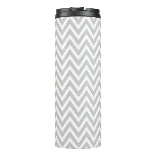 Gray en Coral Chevron Monogram Thermosbeker (Achterkant)
