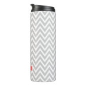 Gray en Coral Chevron Monogram Thermosbeker (Geroteerd rechts)