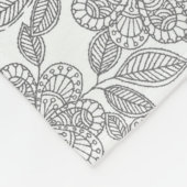 GRAY EN CREAM FLORAAL ONTWERP FLEECE DEKEN (Hoek)