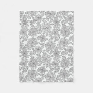 GRAY EN CREAM FLORAAL ONTWERP FLEECE DEKEN