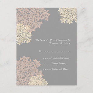 Gray en Cream Queen Anne's Lace Wedding RSVP