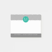 Gray en Emerald Chevrons met enkel monogram Post-it® Notes (Voorkant)