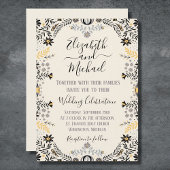 Gray en Gold Rustic Mexican Floral Wedding Kaart