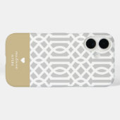 Gray en Gold Trellis Heart Monogram Case-Mate iPhone Case (Achterkant (horizontaal))