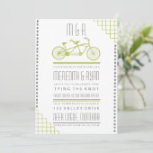 GRAY EN LIMOEN HIPSTER BICYCLE WEDDING INVITATION KAART (Staand voorkant)