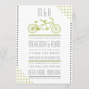 GRAY EN LIMOEN HIPSTER BICYCLE WEDDING INVITATION KAART