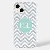 Gray en Mint Chevron Aangepast monogram Case-Mate iPhone Case (Achterkant)