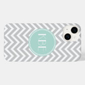 Gray en Mint Chevron Aangepast monogram Case-Mate iPhone Case (Achterkant (horizontaal))