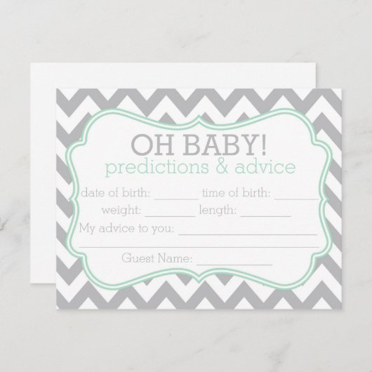 Gray en Mint Chevron Voordicaties en Advice Kaart (Voorkant / Achterkant)
