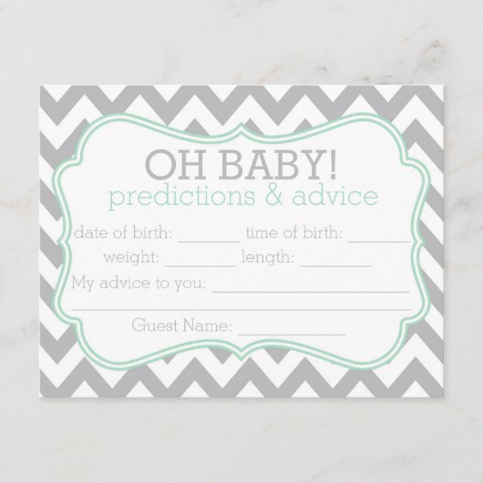 Gray en Mint Chevron Voordicaties en Advice Kaart (Voorkant)