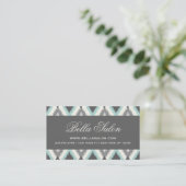 Gray en Mint Tribal Ikat Chevron Visitekaartje (Staand voorkant)