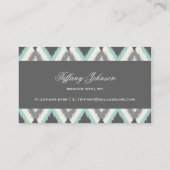 Gray en Mint Tribal Ikat Chevron Visitekaartje (Achterkant)