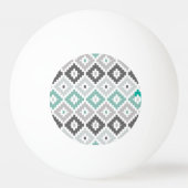 Gray en Mint Tribal Print Ikat Diamond Pattern Pingpongbal (Voorkant)