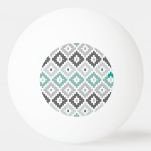 Gray en Mint Tribal Print Ikat Diamond Pattern Pingpongbal