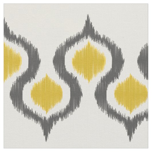 Gray en Mustard Ikat Tribal Pattern Stof (Close Up)