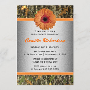 Gray en Oranje Daisy Bridal Shower Kaart