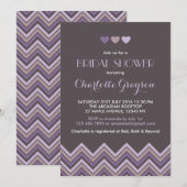 Gray en Paars Chevron Bridal Shower Kaart (Voorkant / Achterkant)