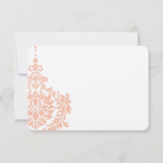 Gray en Peach Coral Damask Weddenschap Bedankt (Achterkant)