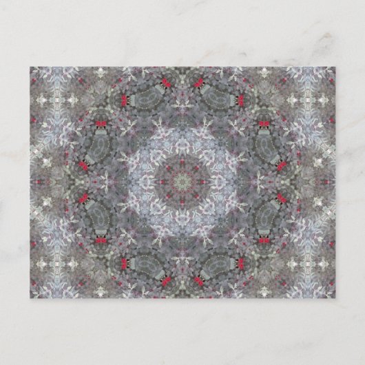 Gray en Red Mandala Briefkaart (Voorkant)