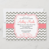 Gray en Roze Chevron Uitnodiging (Voorkant)