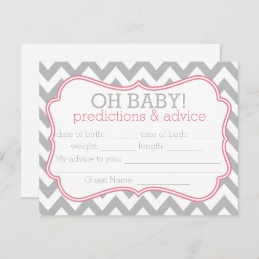 Gray en Roze Chevron Voordicaties en Advice Kaart (Voorkant / Achterkant)