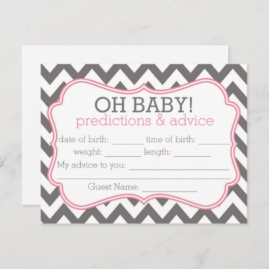 Gray en Roze Chevron Voordicaties en Advice Kaart (Voorkant / Achterkant)