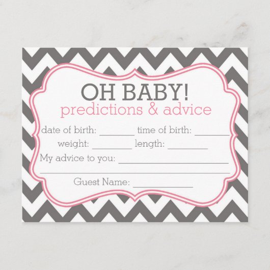 Gray en Roze Chevron Voordicaties en Advice Kaart (Voorkant)