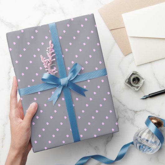 Gray en Roze poka Dots Wrapping Paper Cadeaupapier (Geschenken)