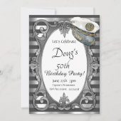 Gray en Silver Nautical Invitation Kaart (Voorkant)
