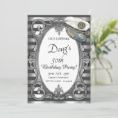 Gray en Silver Nautical Invitation Kaart (Staand voorkant)